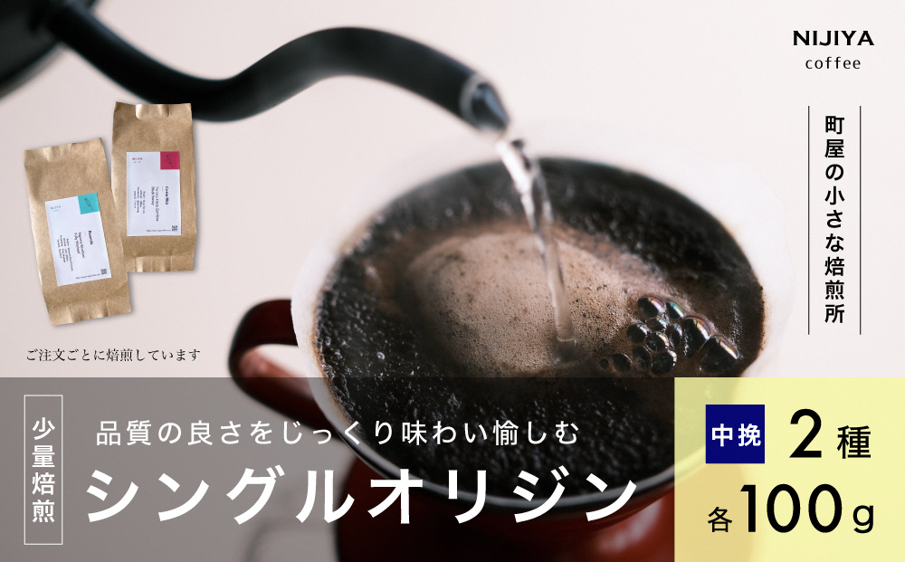 高品質 シングルオリジン コーヒー 飲み比べ 2種×各100g 【 中挽き