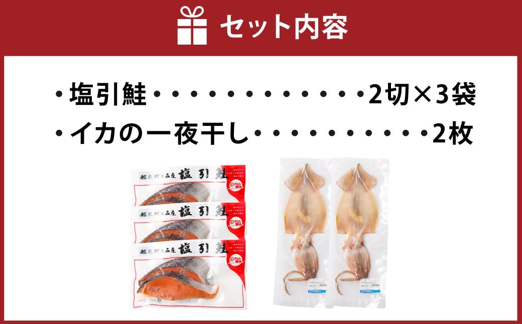 村上名産 塩引鮭 6切れと一夜干しイカ 2枚 1025005