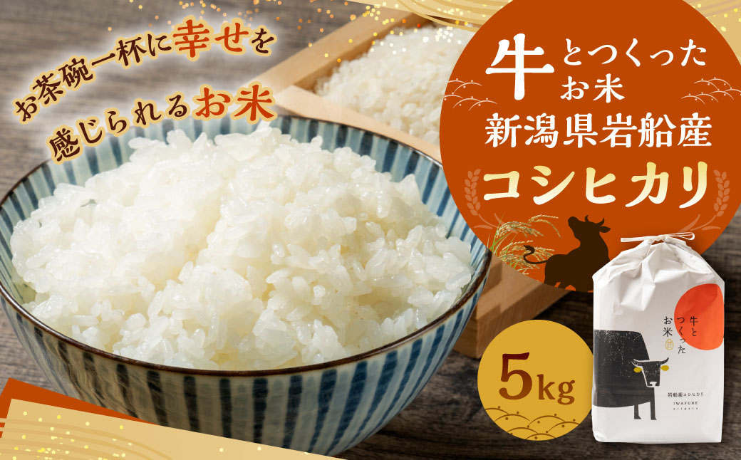 【令和7年産米】牛とつくったお米  新潟県岩船産 コシヒカリ 精米 5kg 1041001　