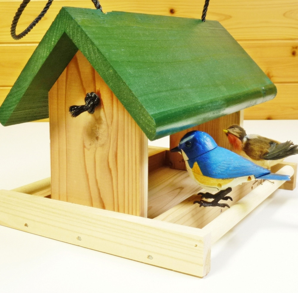 【野鳥用餌台（バードフィーダー）】緑屋根がかわいい♪ バードフィーダー デラックス（完成品） 1084005