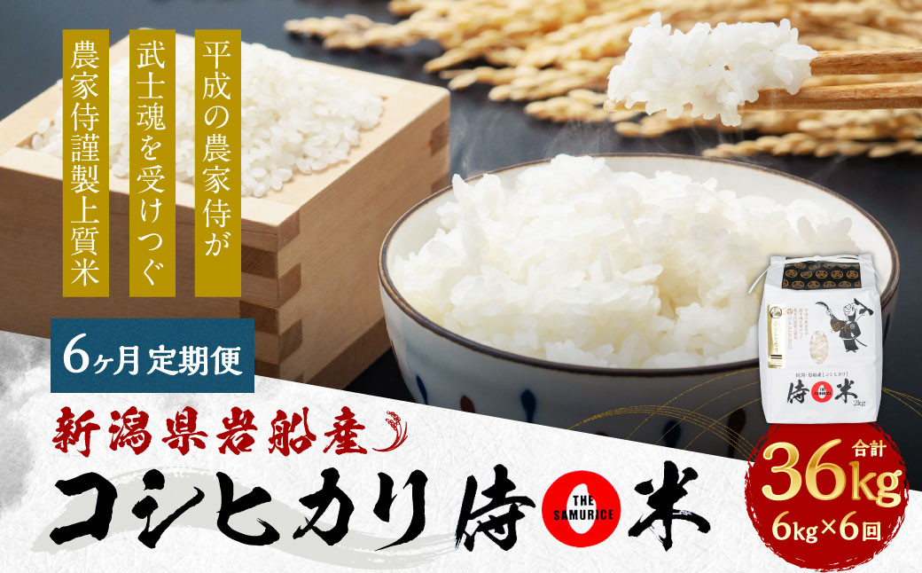 【定期便 6ヶ月】【令和6年産米】新潟県岩船産コシヒカリ  精米6kg（2kg×3個セット）×6ヶ月 1050001