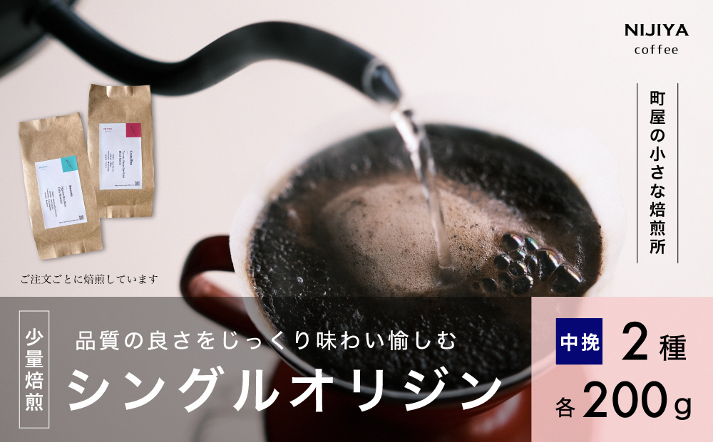 高品質 シングルオリジン コーヒー 飲み比べ 2種×各200g 【 中挽きコーヒー豆 】1075002