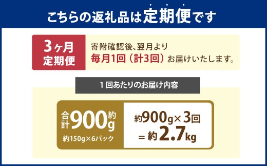 【3回定期便】【村上市 豚】 岩船豚 ロース 約900g（約150g（1枚）×6パック） ／ 肉 にく お肉 豚肉 ぶた肉 ブタ肉 ポーク ロース肉 ジューシー やわらか 小分け 冷凍 国産 001-0013
