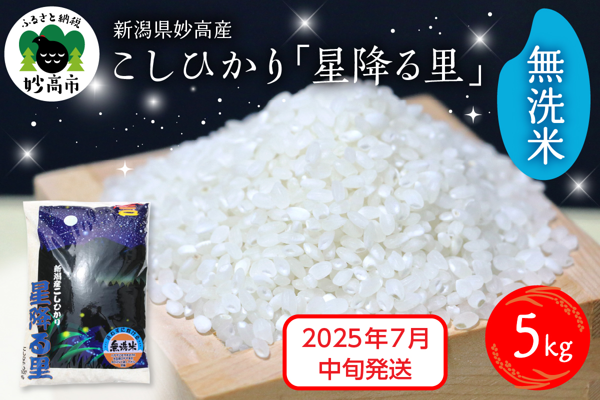 【2025年7月中旬発送】令和6年産 新潟県妙高産こしひかり「星降る里」5kg 無洗米