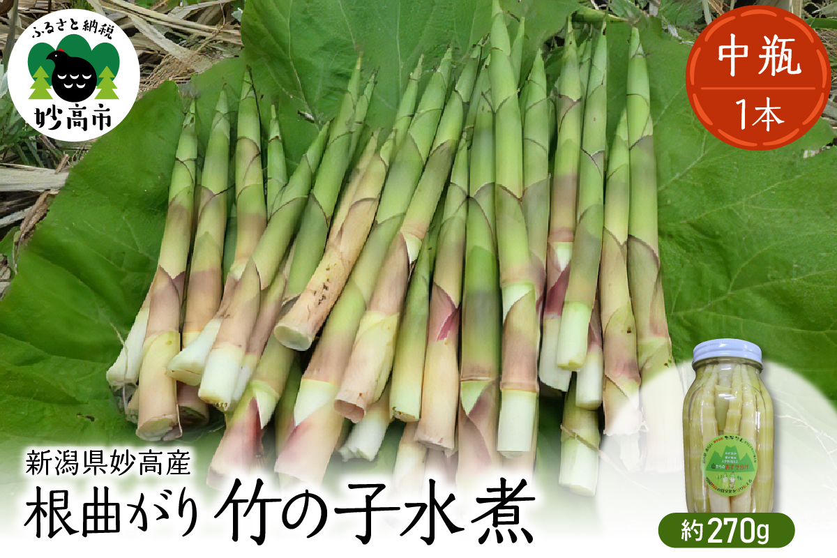 妙高産根曲がり竹の子水煮【中瓶】 270g