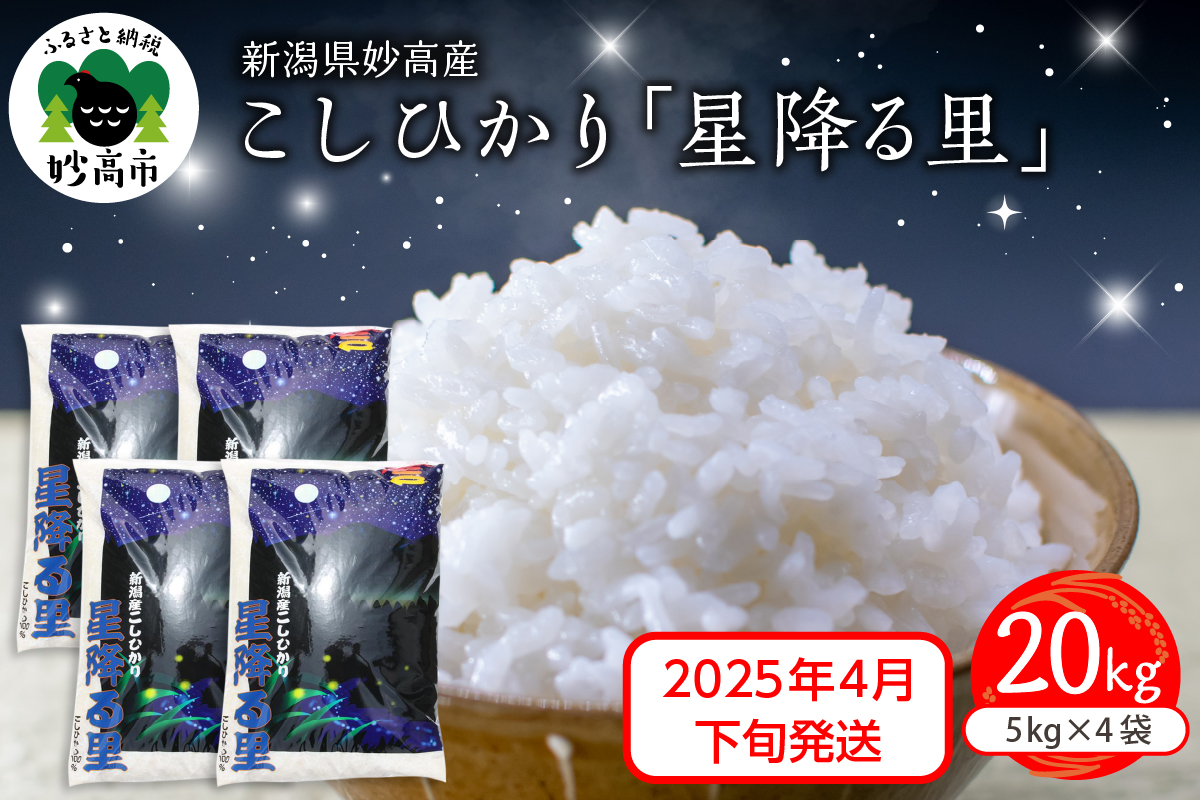 【2025年4月下旬発送】令和6年産 新潟県妙高産こしひかり「星降る里」20kg