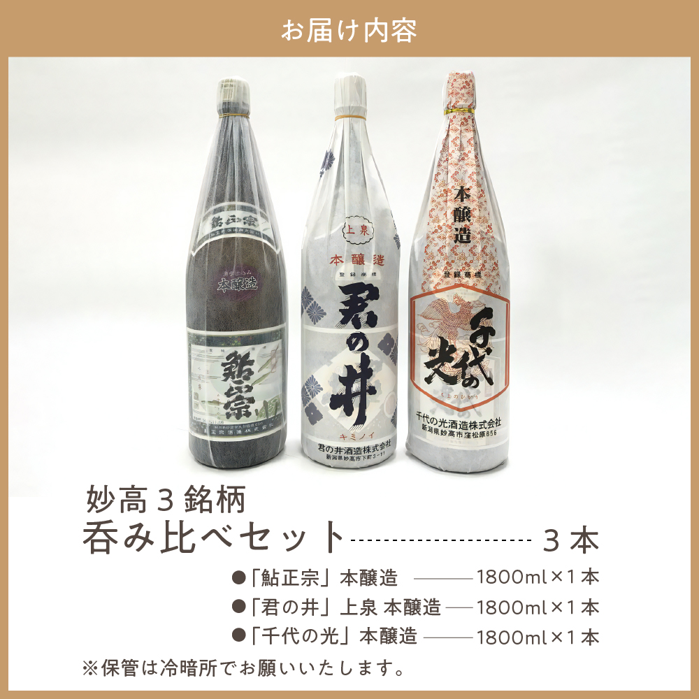 新潟県妙高3銘柄のお酒呑み比べセット(1800ml×3本)