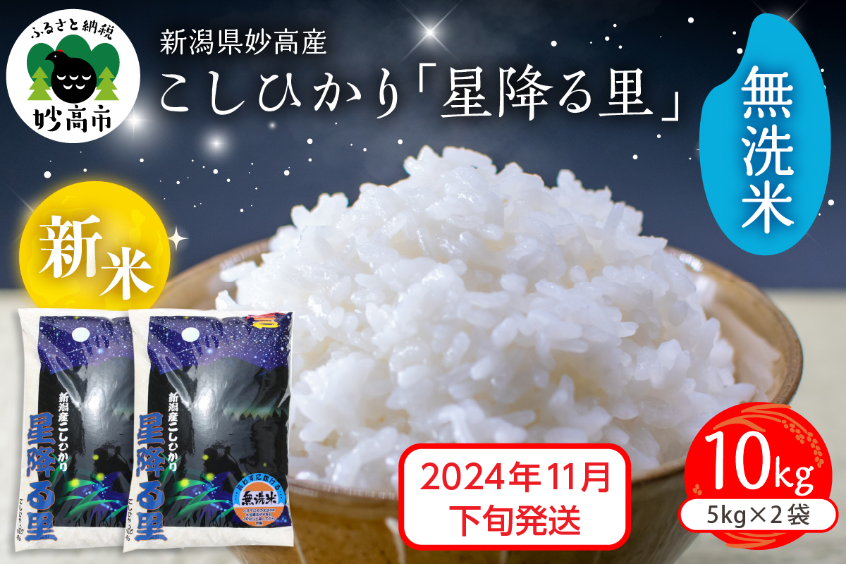 【2024年11月下旬発送】令和6年産 新潟県妙高産こしひかり「星降る里」10kg 無洗米