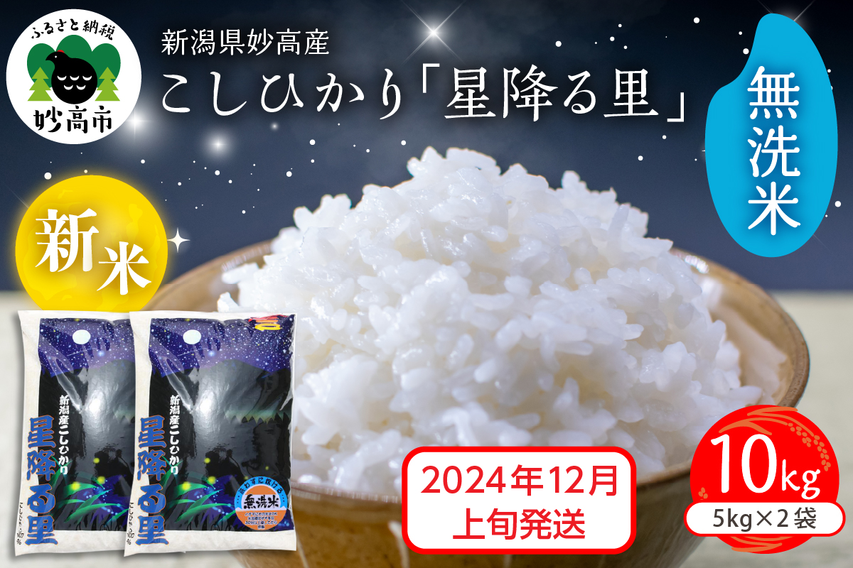 【2024年12月上旬発送】令和6年産 新潟県妙高産こしひかり「星降る里」10kg 無洗米