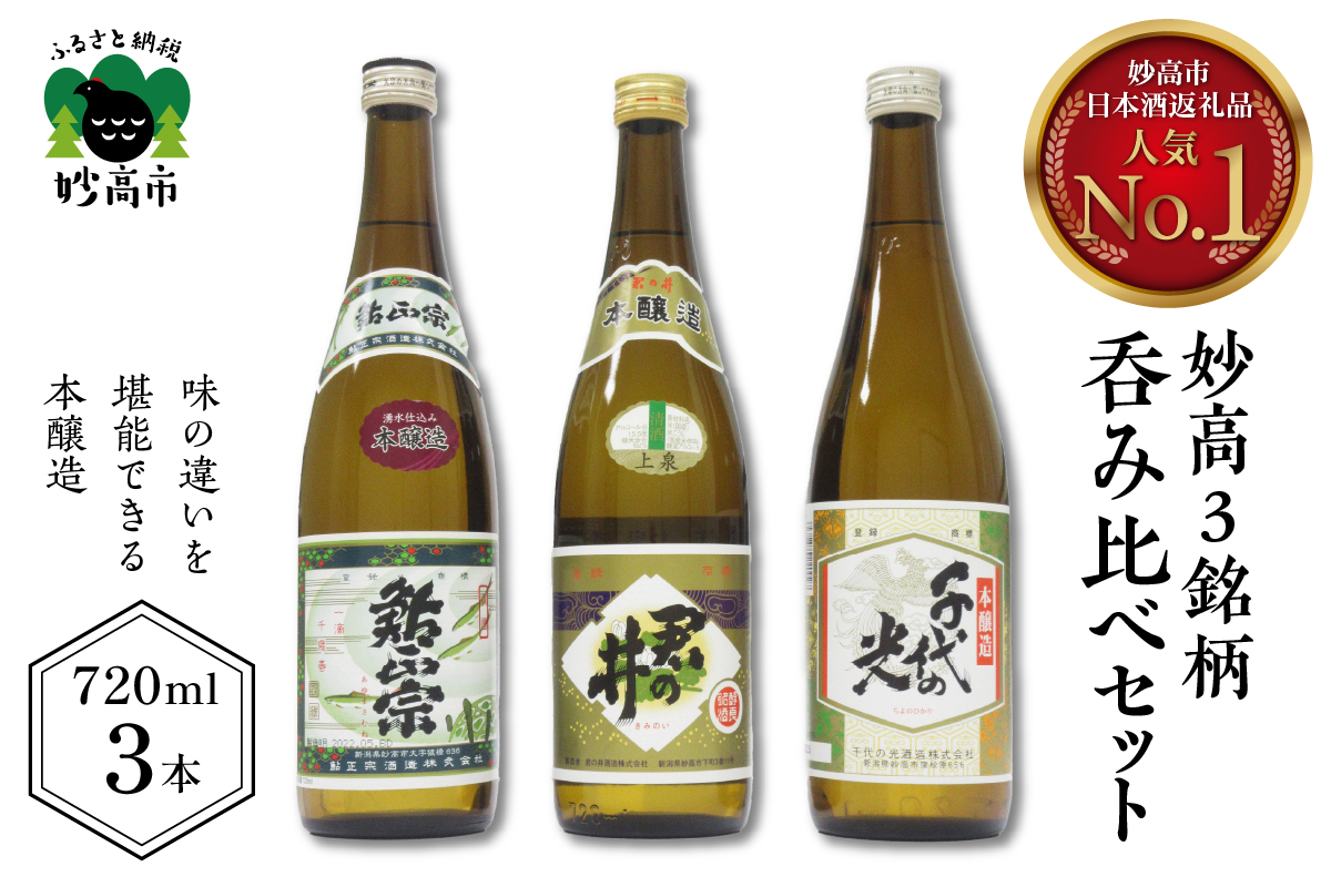 新潟県妙高3銘柄のお酒呑み比べセット(720ml×3本)