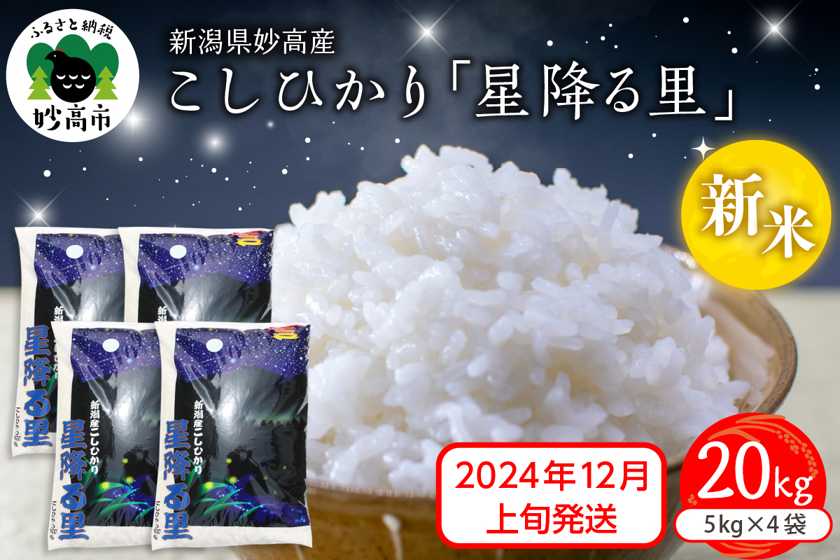 【2024年12月上旬発送】令和6年産 新潟県妙高産こしひかり「星降る里」20kg