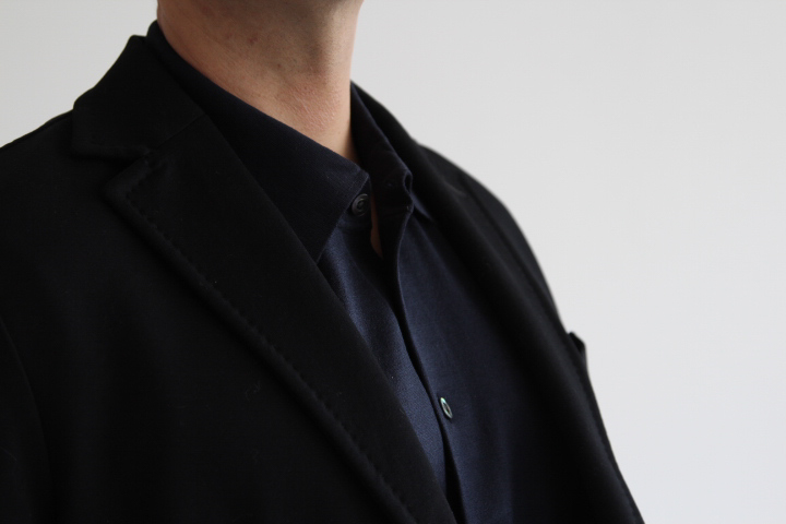 究極の贅沢シルク100％洗えるメンズ半袖ポロニットウェア ネイビーLサイズ メンズ 新潟県 五泉市 有限会社アスリート