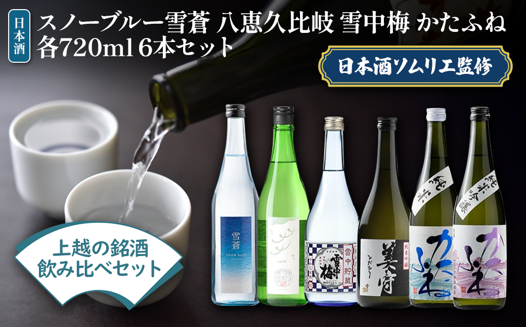 日本酒 スノーブルー雪蒼 八恵久比岐 雪中梅 かたふね 720ml 6本 セット お酒 おすすめ 酒 ふるさと納税 新潟 新潟県産 にいがた 上越 上越産