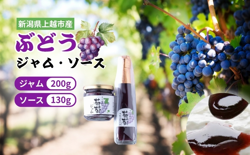 ぶどう 加工品  山本ぶどう園 ぶどうジャム 200g ぶどうソース 130g セット (新潟県上越市産) ジャム ソース