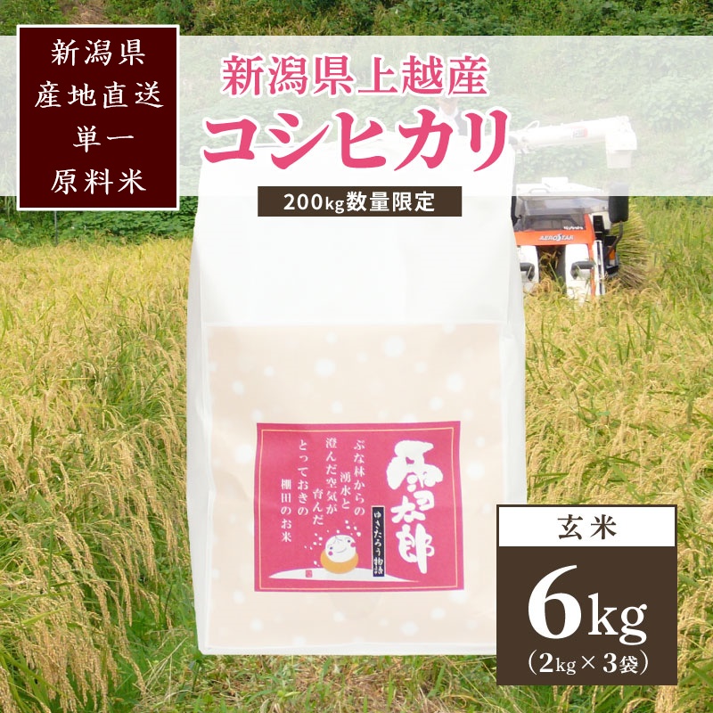 【数量限定】令和7年/新潟上越産「標高480mの山間地で育てた棚田米コシヒカリ」玄米6kg