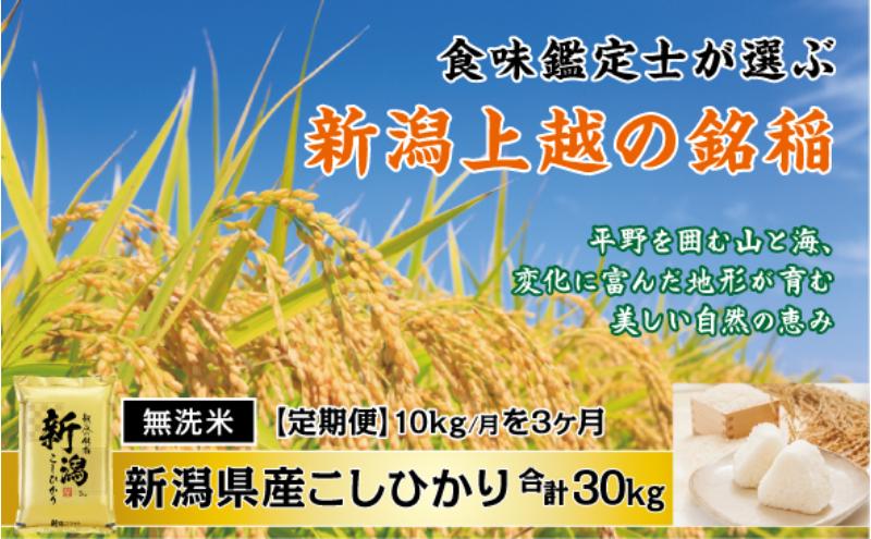 食味鑑定士厳選 無洗米 10kg 3か月定期便 新潟県上越市産コシヒカリ