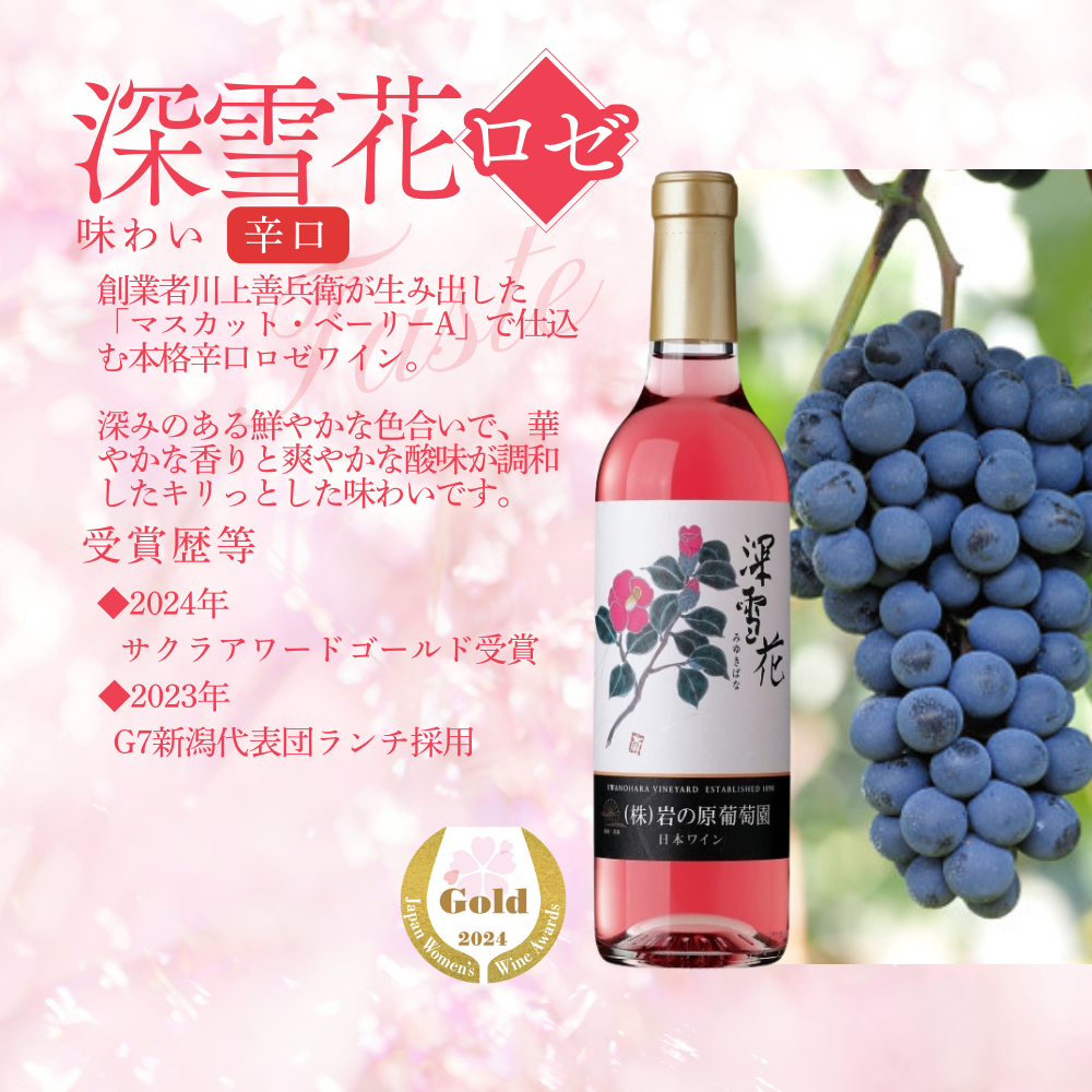 酒 岩の原ワイン 深雪花 ハーフサイズ 12本セット (赤×4本、白×4本、ロゼ×4本 各360ml) ワイン 新潟 上越 最短3日で発送