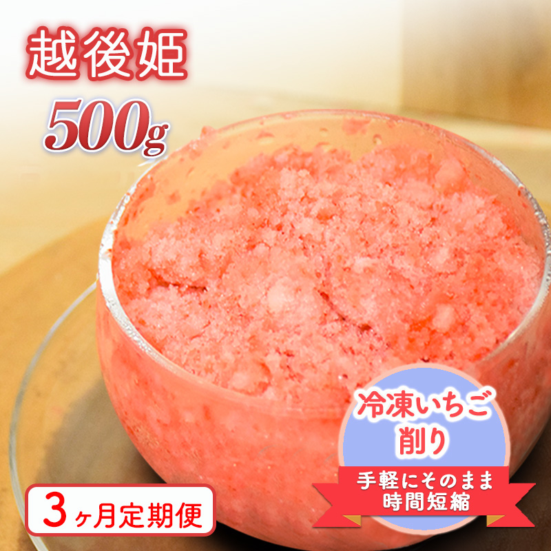 削りいちこ゛越後姫500g　3ヶ月定期便 冷凍 イチゴ 苺 果物 フルーツ 新潟