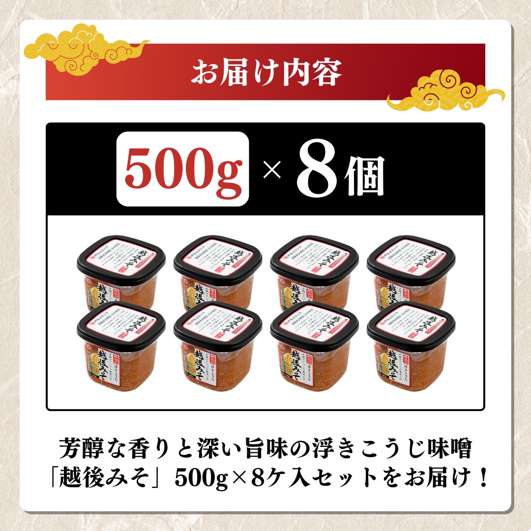 味噌 越後みそ 8ケ入セット みそ 調味料 浮き麹味噌 浮きこうじ味噌 国産大豆 セット 新潟 上越