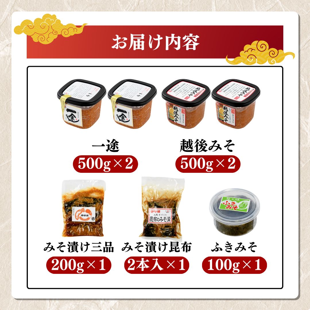 味噌 上越蔵出しセット (1) みそ 調味料 味噌漬け 一途 越後みそ みそ漬け みそ漬け昆布 ふきみそ セット 新潟 上越