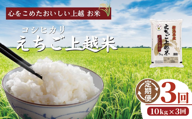米 定期便 3ヶ月 コシヒカリ えちご上越米 10kg 令和7年産 お米 新米 白米 定期 3回