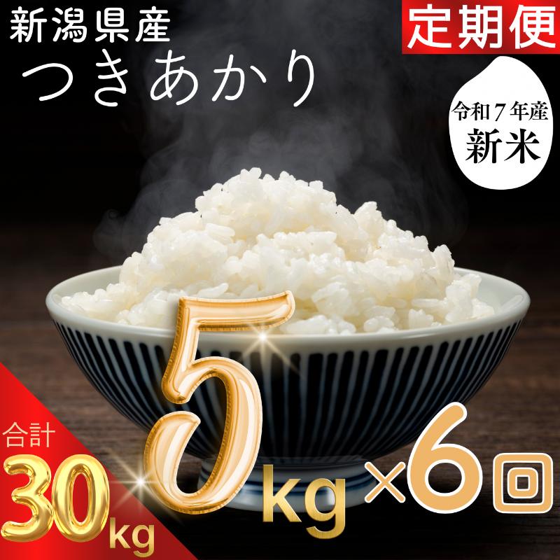 令和7年 新潟県産つきあかり 30kg 30キロ 5kg×6回 定期便 毎月発送 米ヴィレッジさんわ 自社精米 白米 米 冷めても美味しい お弁当やおにぎり向き