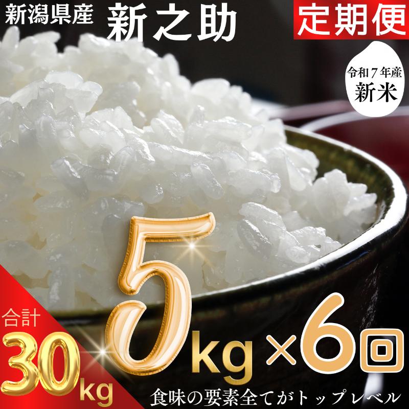 令和7年 新潟県産新之助 30kg （5kg×6回）30キロ 定期便 （毎月発送）上越市 米ヴィレッジさんわ 自社精米 米 白米 送料無料 限定 送料無料