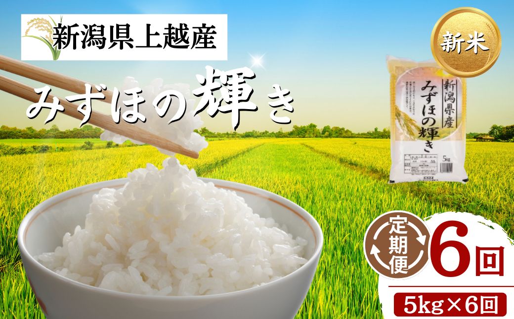 【先行予約】令和8年 新米 新潟上越産 みずほの輝き 定期便 【6ヶ月連続お届け】5kg×6回 30kg 新潟 新潟県 限定