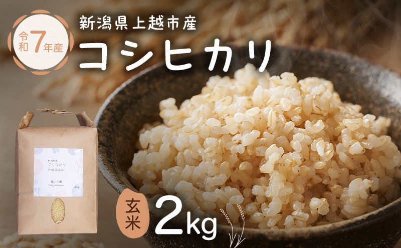 新潟県特別栽培農作物 玄米 新潟県上越市産 横山農園 コシヒカリ 令和7年産 2kg（2kg×1袋）こしひかり お米  ご飯 送料無料