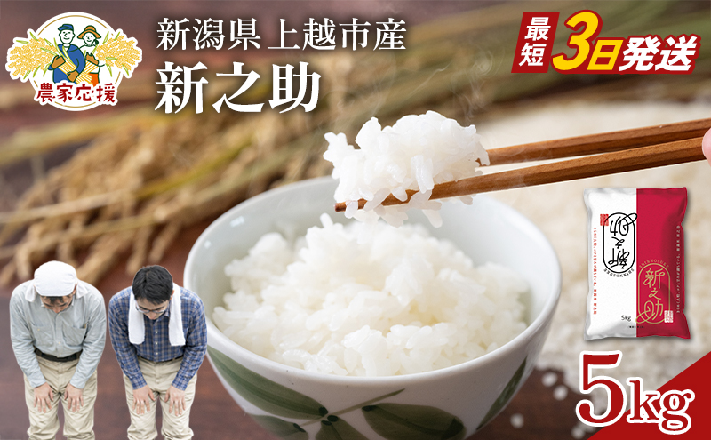 【最短3日配送】農家応援! 新之助 5kg 緊急価格改定 新潟県 上越市産 令和7年産 お米 精米 米 ご飯 送料無料