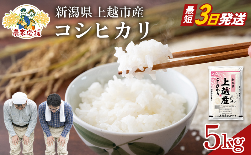 【最短3日配送】農家応援! コシヒカリ 5kg 緊急価格改定 新潟県 上越市産 令和7年産 お米 精米 米 ご飯 送料無料