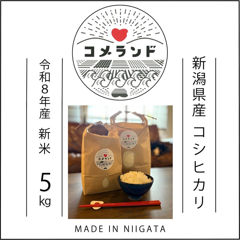 令和8年産 新潟県上越市産 コシヒカリ 5kg 5キロ 新米 先行予約 精米 新潟県上越市板倉区 コメランド こしひかり