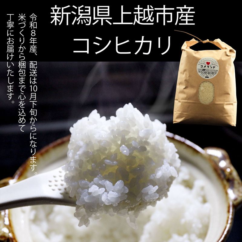 令和8年産 先行予約 上越市産 コシヒカリ 5kg 5キロ 新米 精米 新潟県 上越市 板倉区 コメランド こしひかり 限定 おすすめ 米 コメ