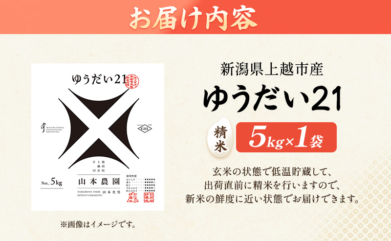先行予約 令和8年 新潟県上越市産 ゆうだい21 | 5kg 5キロ 米  山本農園 ご飯 精米 新潟 上越