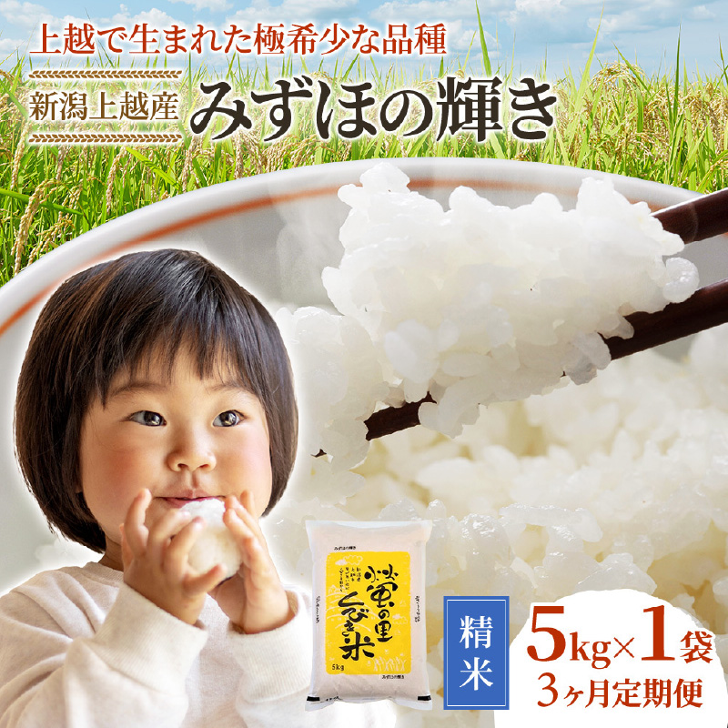 【精米したて！】 令和8年産 新潟県上越市産 みずほの輝き 定期便 5kg×3回 15kg 新米 先行予約 蛍の里