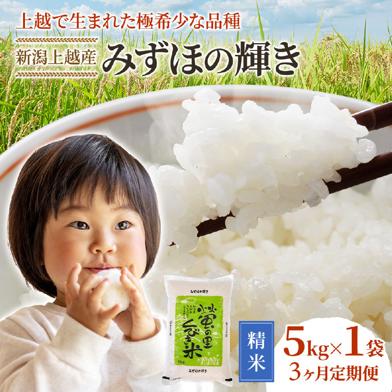 【精米したて！】 令和8年産 新潟県上越市産 みずほの輝き 定期便 5kg×3回 15kg 新米 先行予約 蛍の里