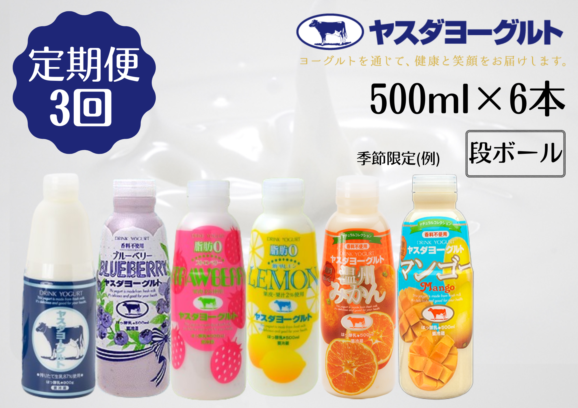 [3回定期便]ヤスダヨーグルト ドリンクヨーグルト 500ml×6本 バラエティセット 1B29028