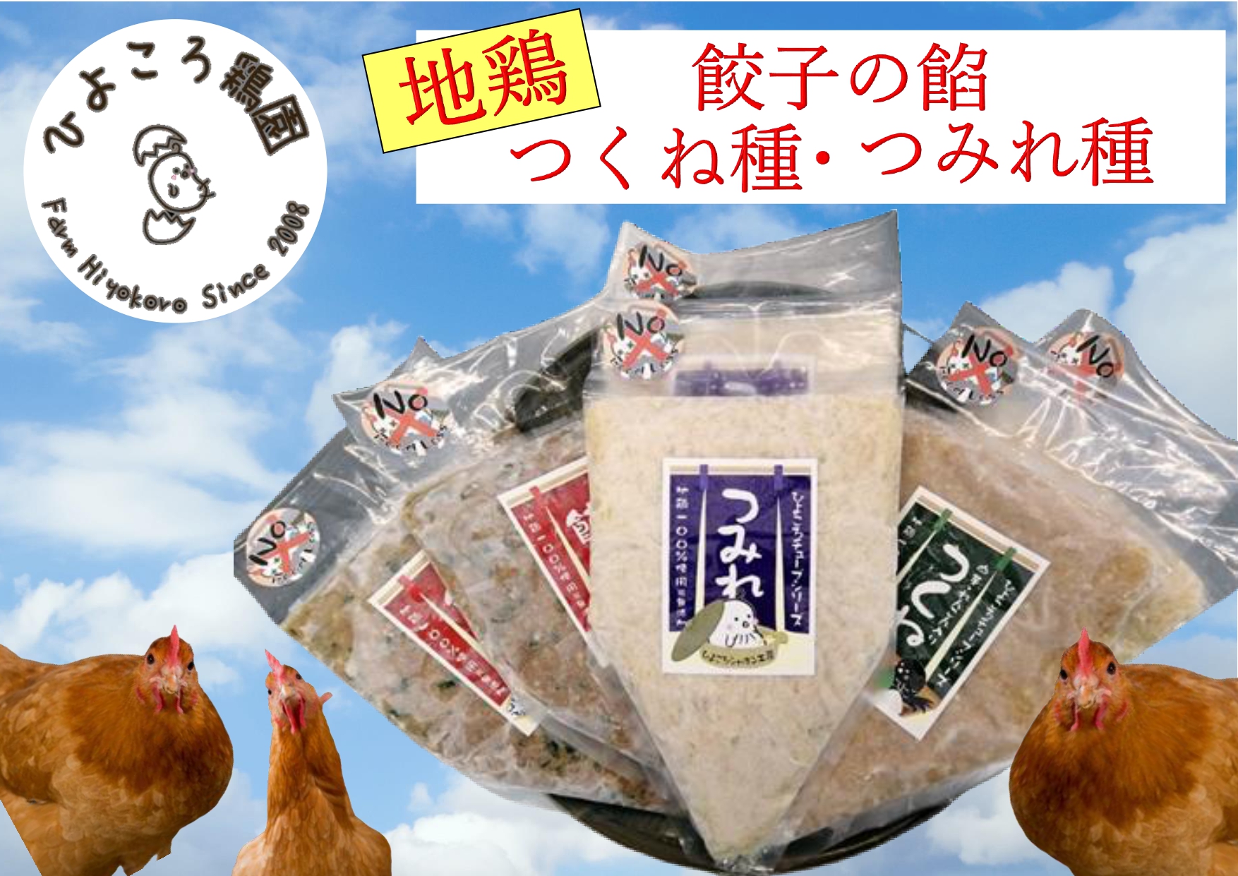 地鶏餃子の餡・地鶏つみれ種・地鶏つく種 詰め合わせ 1R05020