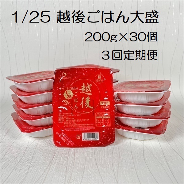 【たんぱく質調整食品】【3ヶ月定期便】 1/25 越後ごはん大盛 200g×30個×3回 バイオテックジャパン 越後シリーズ 1V56069