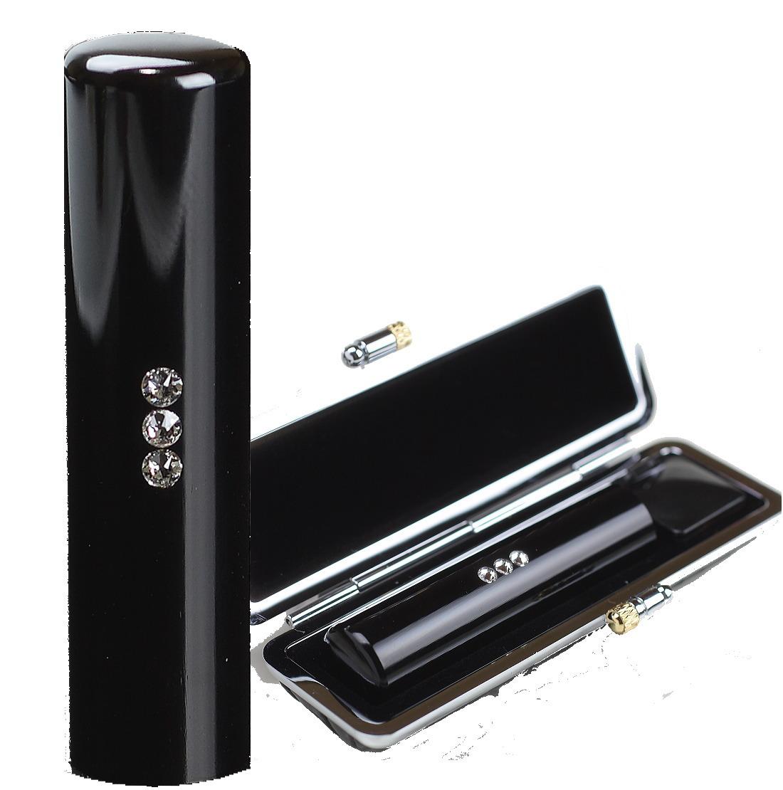 【選べるサイズ】黒水牛印鑑1本とクロコダイル調ケースセット はんこ 判子 印鑑セット ギフト プレゼント 3M11038