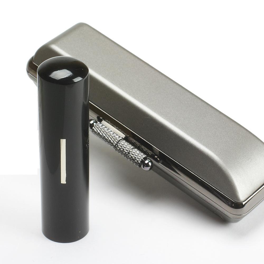 実印や銀行印に使用可能】黒水牛と男性用メンズケースの印鑑１本セット 高級丹入り黒水牛使用 3M03045