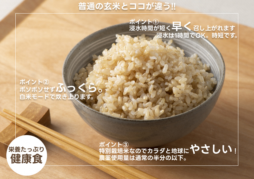 米杜氏 特別栽培米 ふっくら玄米食 ２kg 1H11005