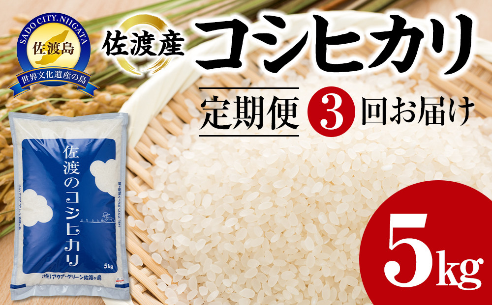 【令和7年産】【定期便3回】　佐渡産コシヒカリ　5kg