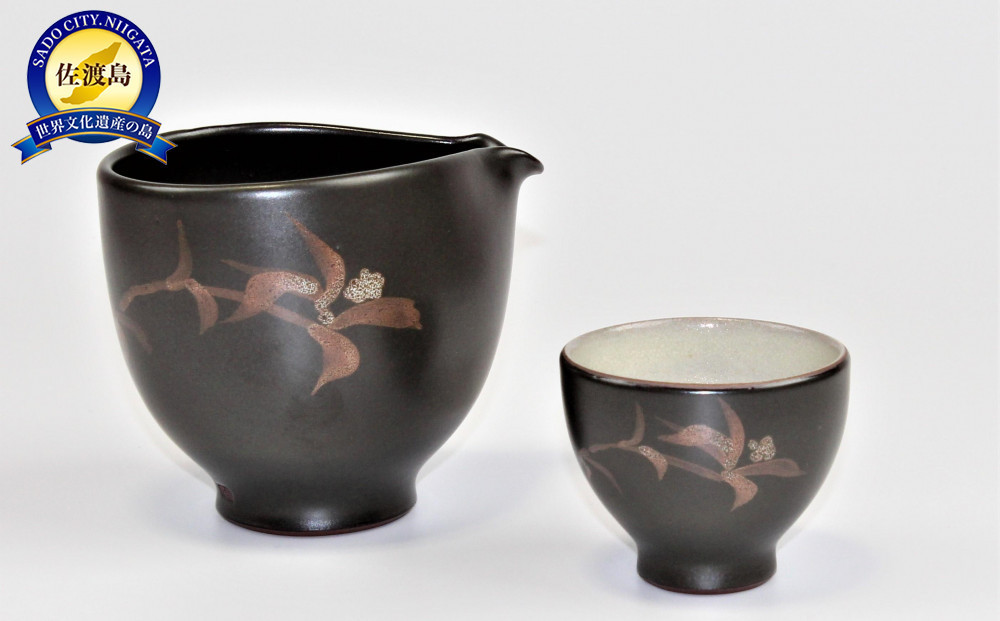 赤水窯　無名異冷酒器セット(おひとり様仕様・黒)