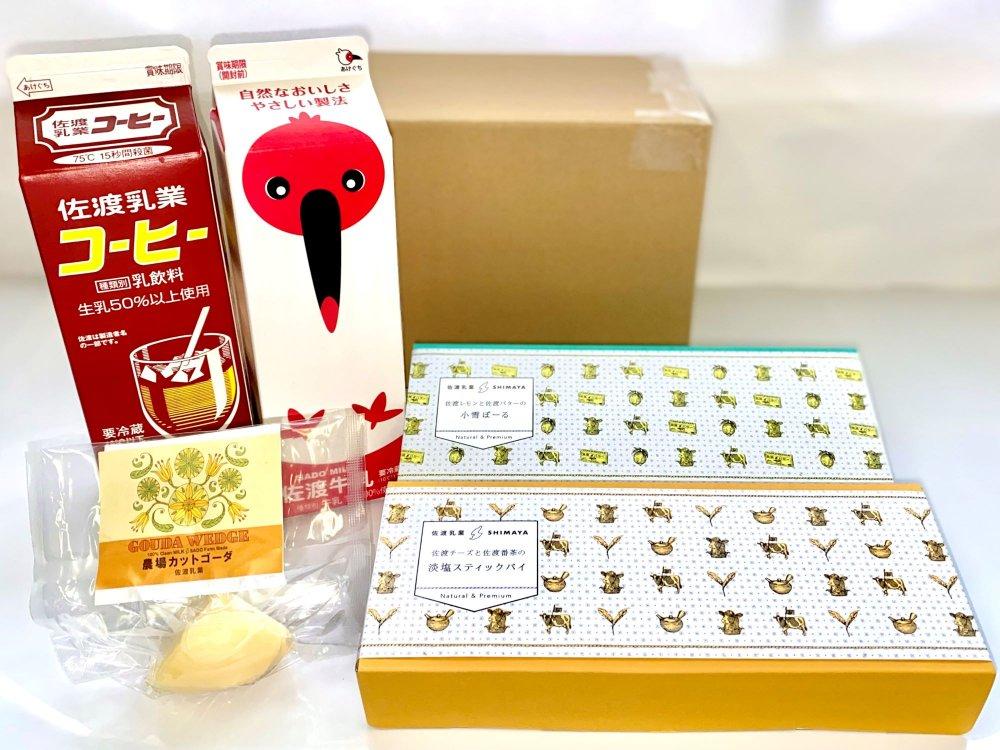 佐渡乳業　コーヒー牛乳とお菓子のコラボセット５種