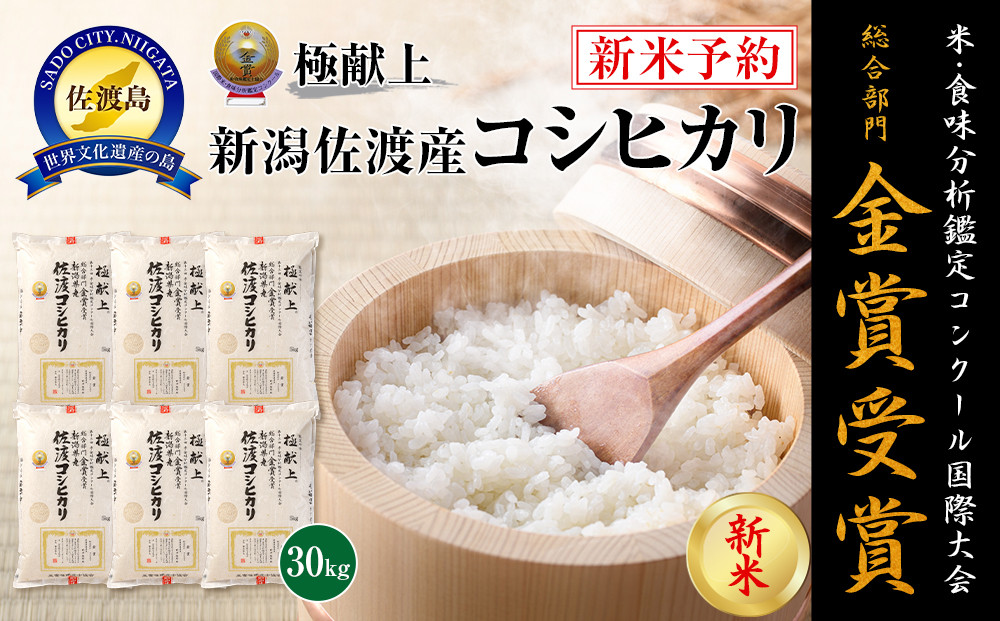 【令和7年産】30kg 新潟県佐渡産コシヒカリ30kg(5kg×6)