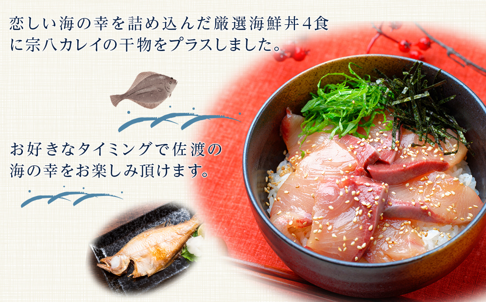 佐渡のごっつお　厳選海鮮丼4食・干物セット
