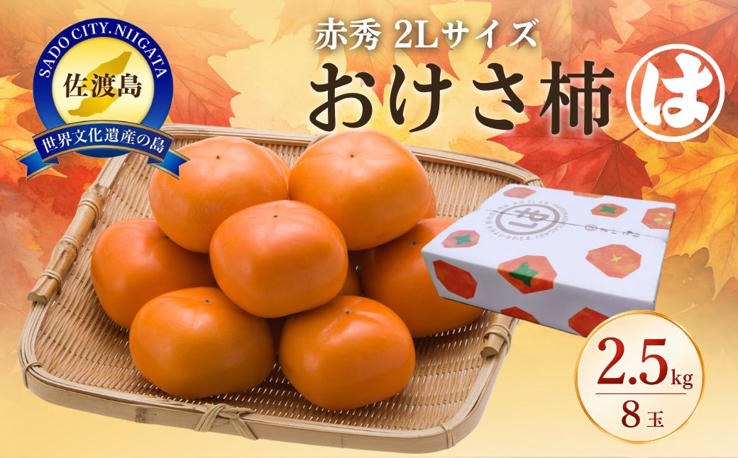 【先行予約】【2026年10月中旬より順次発送】高級おけさ柿赤秀2L（8玉）《種なし 芳醇な甘み》マルハおけさ柿ブランド
