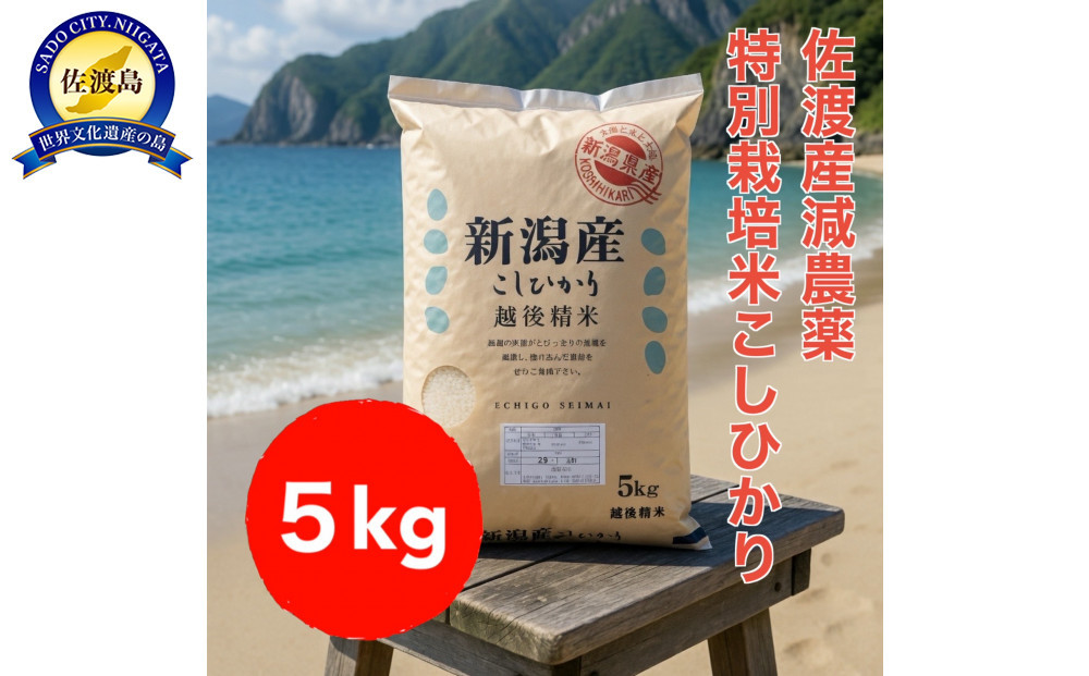 【トキと一緒に育った特別なコシヒカリ】佐渡産 減農薬特別栽培米コシヒカリ 5kg