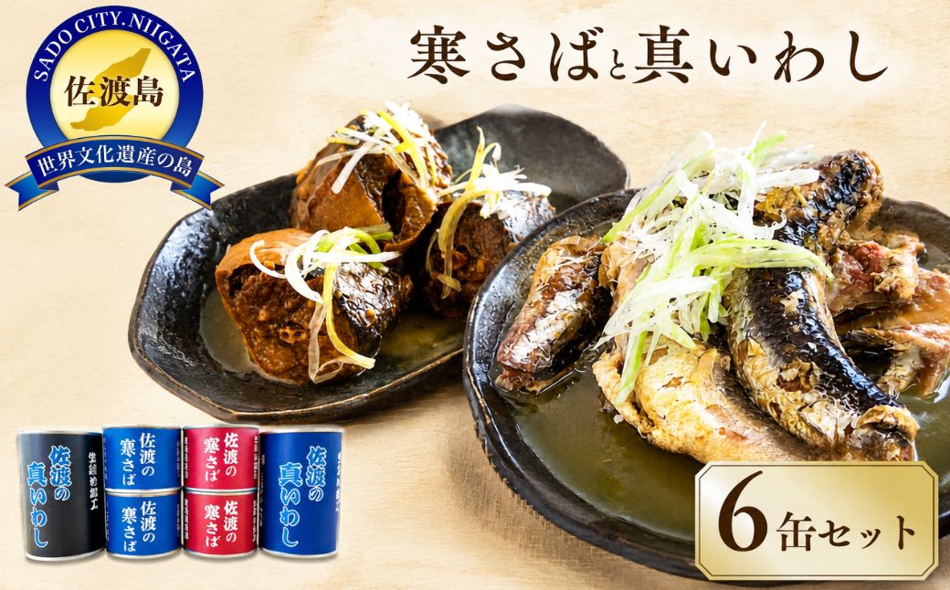 佐渡産 さば いわし 缶詰 水煮 味噌煮 6缶セット